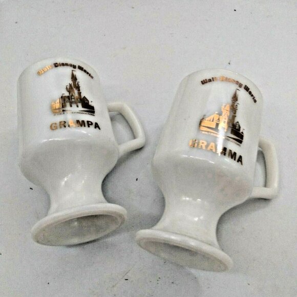 Vintage Walt Disney World GRAMMA GRAMPA Milk Glass Mugs Drinking Mugs - Picture 3 of 10